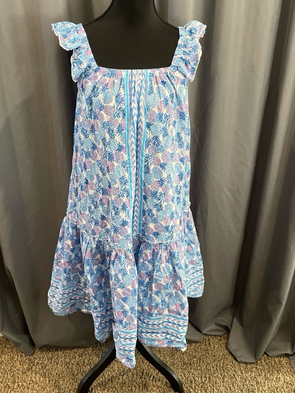 simply south NWOT sleepless, ruffle detail, pineapple, dress small